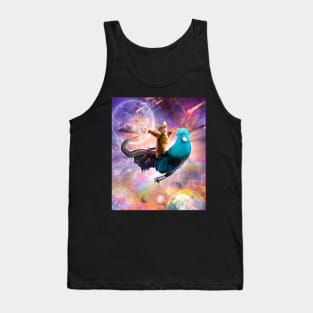 Galaxy Space Cat Riding Chicken - Rainbow Tank Top